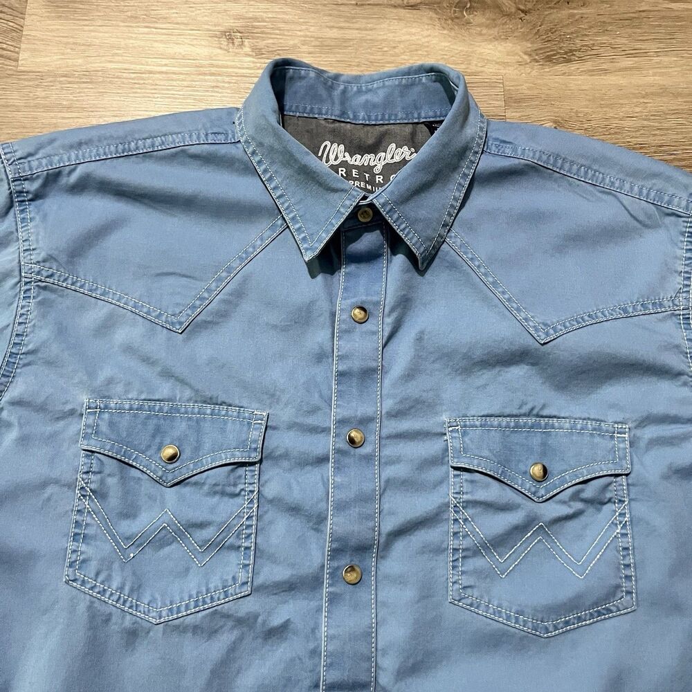 Wrangler Retro Premium Western Pearl Snap Cowboy Long Sleeve Mens Size Large